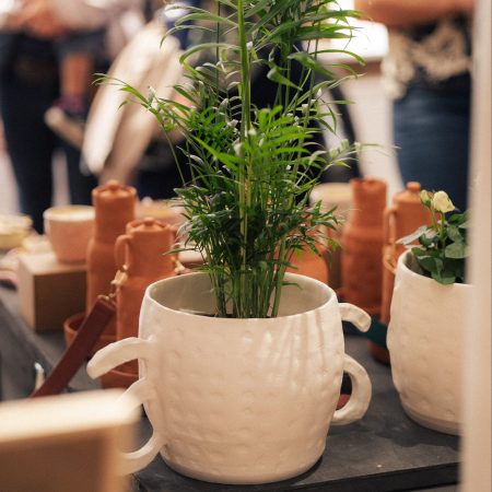 White Planter with Signature Handles of Ala K.