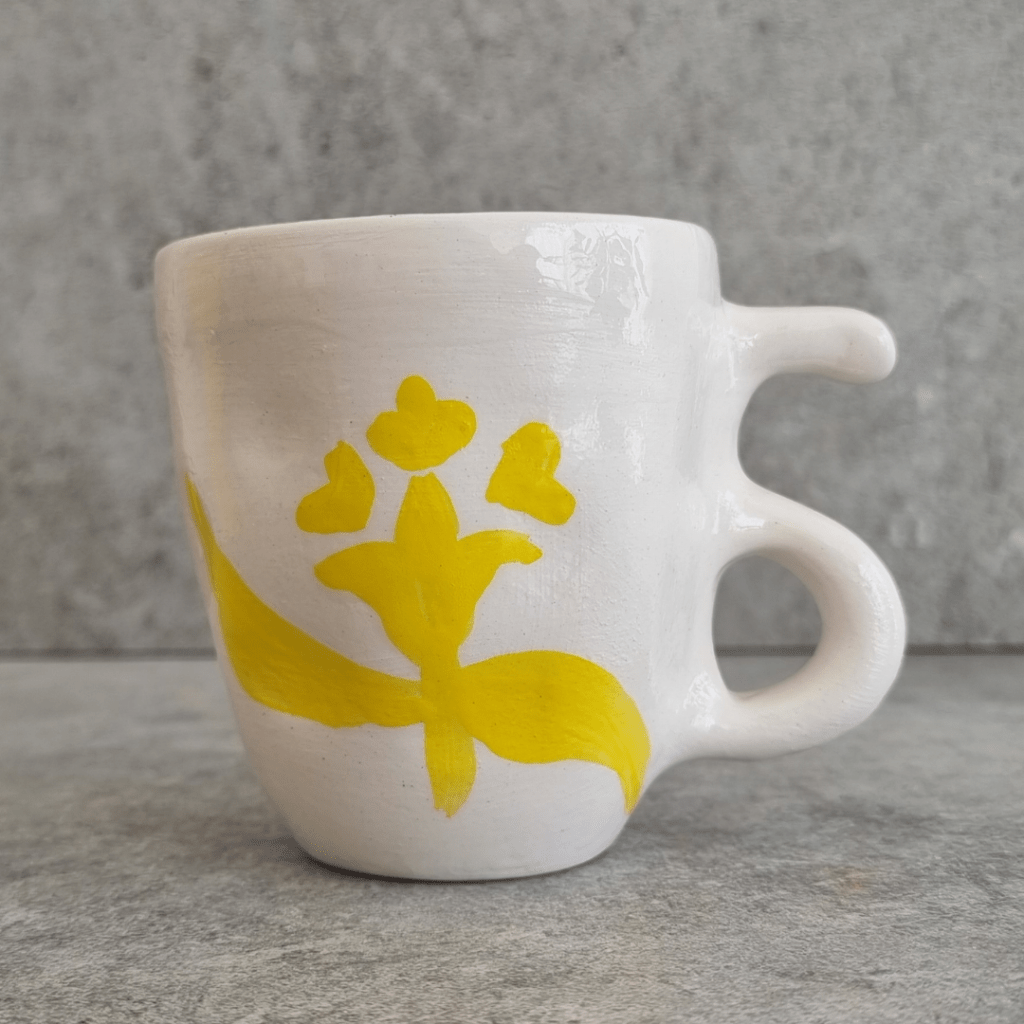 SIGNATURE CUP - YELLOW JERUSALEM CERAMIC FLOWER