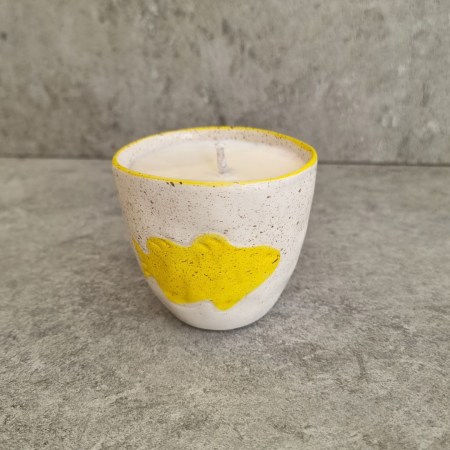 CANDLE IN CUP - YELLOW FISH