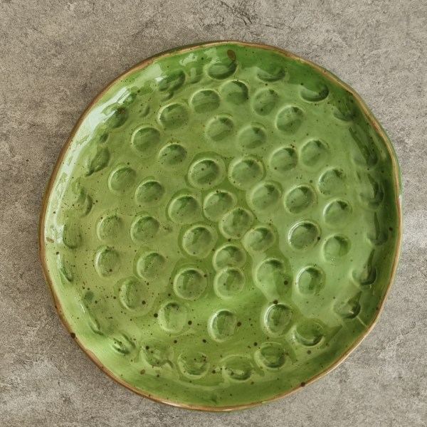 HANDMADE TEXTURED GREEN PLATE - LARGE