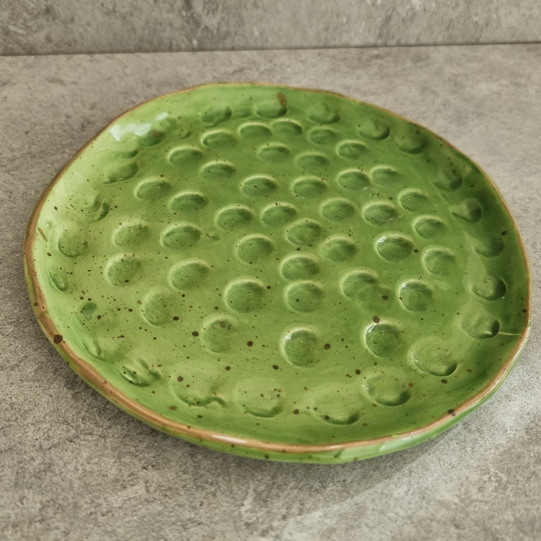HANDMADE TEXTURED GREEN PLATE - LARGE