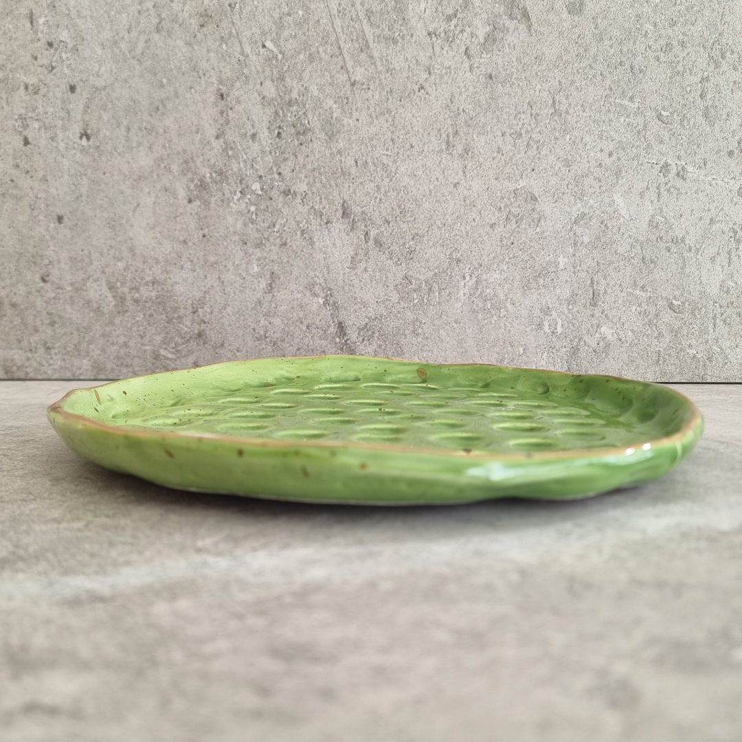 HANDMADE TEXTURED GREEN PLATE - LARGE