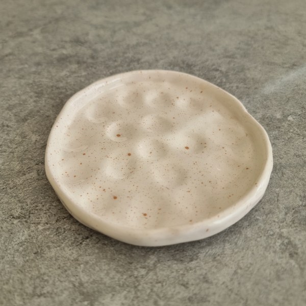 Handmade Textured white Plate with Dots